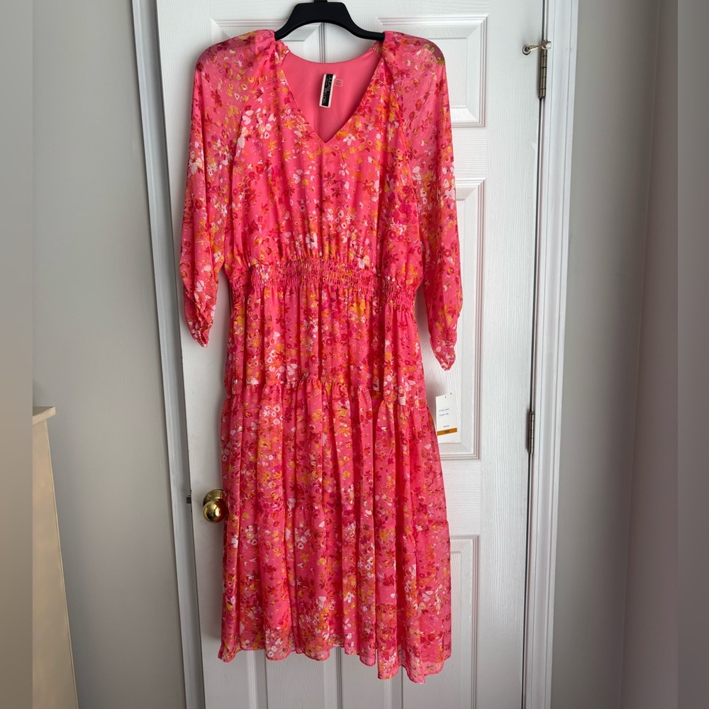 Julian Taylor Pink Floral Maxi Dress NWT